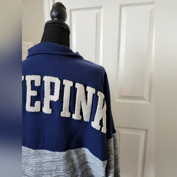 VS Pink Navy and Heatger Gray Quarter Zip Sweatshirt XL - Picture 5 of 14